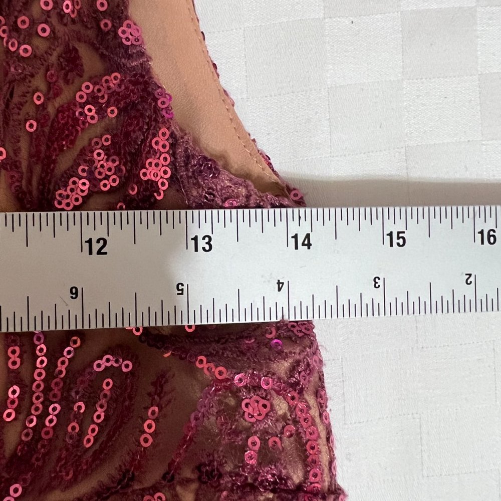 Free People Night Shimmer Mini Dress Size 2 Pink Nude Sequin V Neck Party - Picture 12 of 14